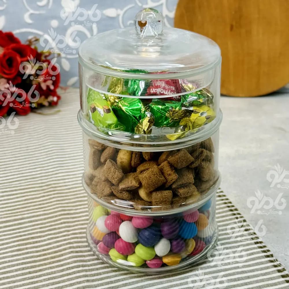 کندی شیشه ای 3طبقه قطر 13سانت جام