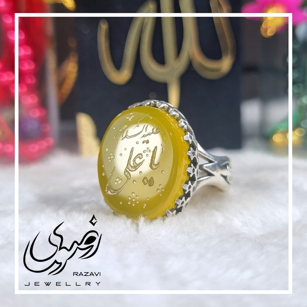انگشتر مردانه نقره شرف الشمس طرح نیزه یا علی کد 127