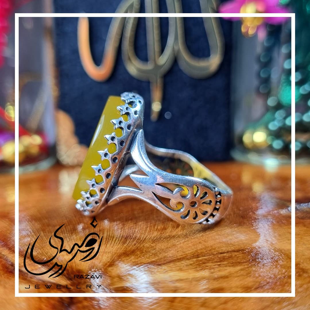 انگشتر مردانه نقره شرف الشمس طرح نیزه علی تایپوگرافی کد 128 — تصویر ۵