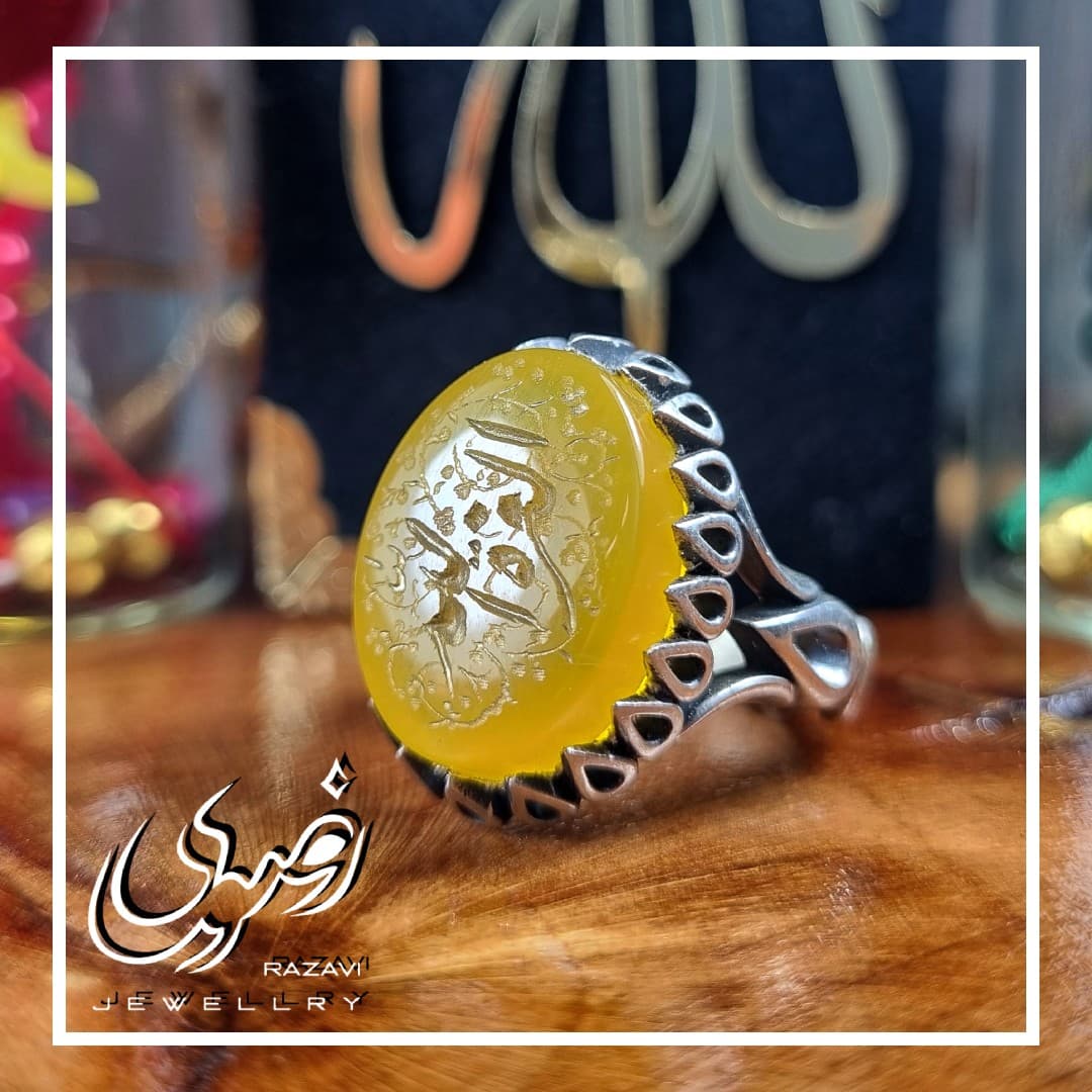 انگشتر مردانه نقره شرف الشمس طرح نیزه اشکی کد 175