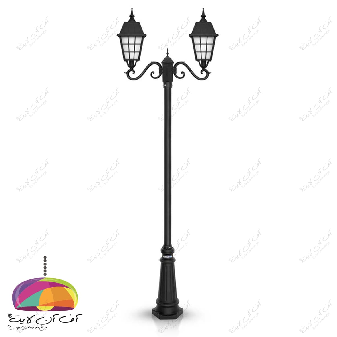 چراغ پارکی دو شعله مدل ونیز شاخه سناتور پایه ارغوان شب تاب
