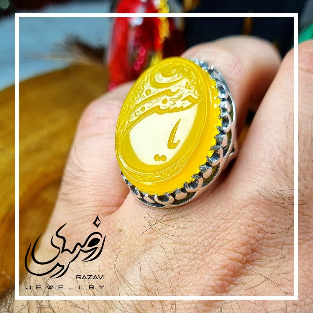 انگشتر مردانه نقره شرف الشمس طرح کربلا کد 189 — تصویر ۳