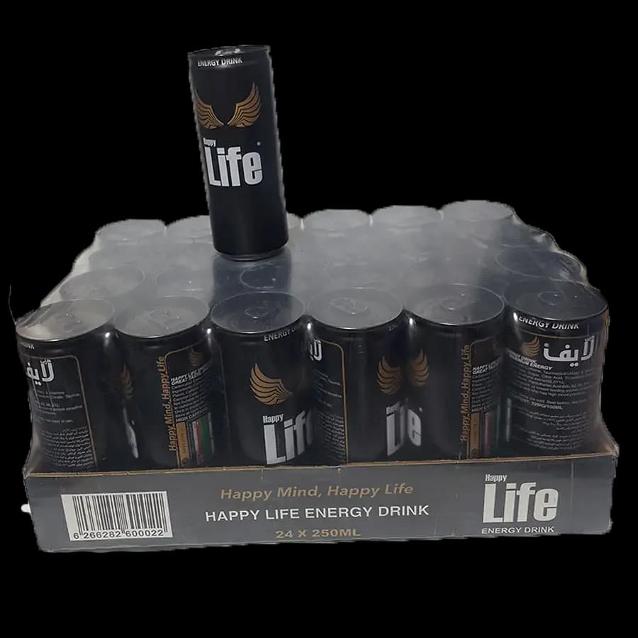 نوشیدنی انرژیزا هپی لایف ایرانی (Happy Life) مدل کلاسیک 250 میل – عمده باکس 24 عددی