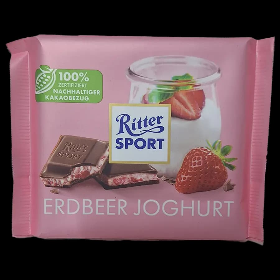 شکلات ریتر اسپرت شیری تخته ای مدل توتفرنگی و ماست 100 گرمی — تصویر ۲