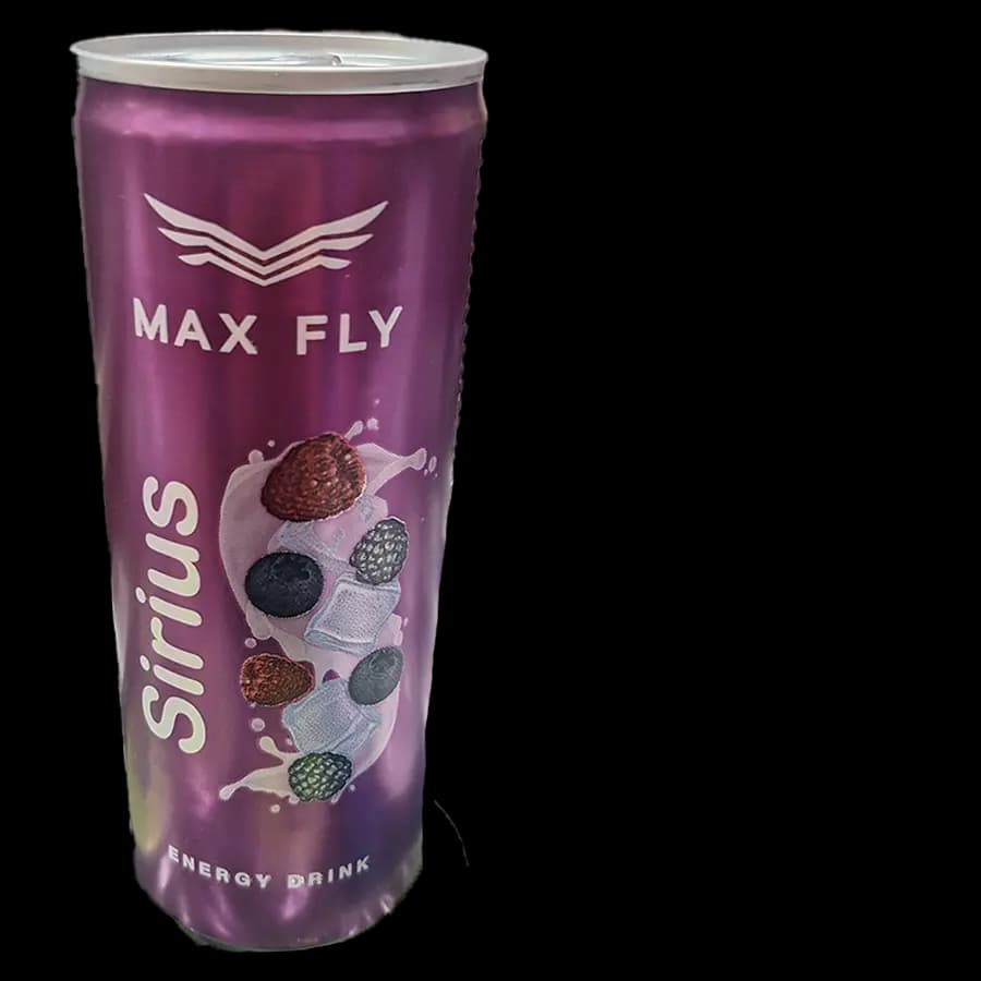 نوشیدنی انرژیزا مکس فلای مدل Sirius (ترکیب تمشک و توت) 250 میل – عمده باکس 24 عددی — تصویر ۲