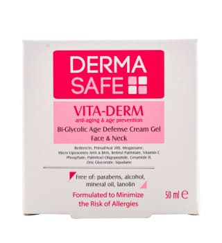 کرم ژل ضد چروک و مغذی پوست صورت و گردن 50میل درما سیف Derma Safe Age Defense Cream Gel 50ml — تصویر ۲