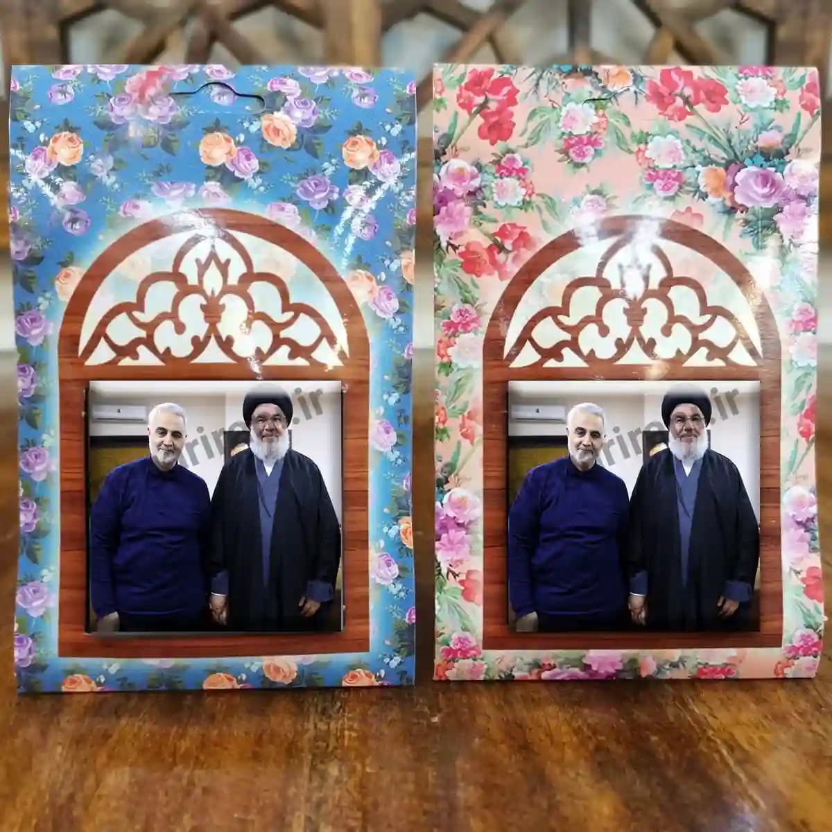 تندیس کاشی پنجره ای شهید حسن نصرالله و شهید حاج قاسم سلیمانی مدل 2Z43 — تصویر ۵