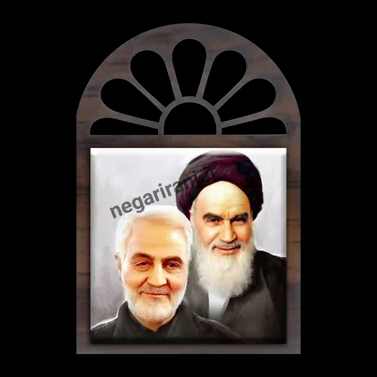 تندیس کاشی پنجره ای سرباز روح الله و رهبری مدل 2ZG115