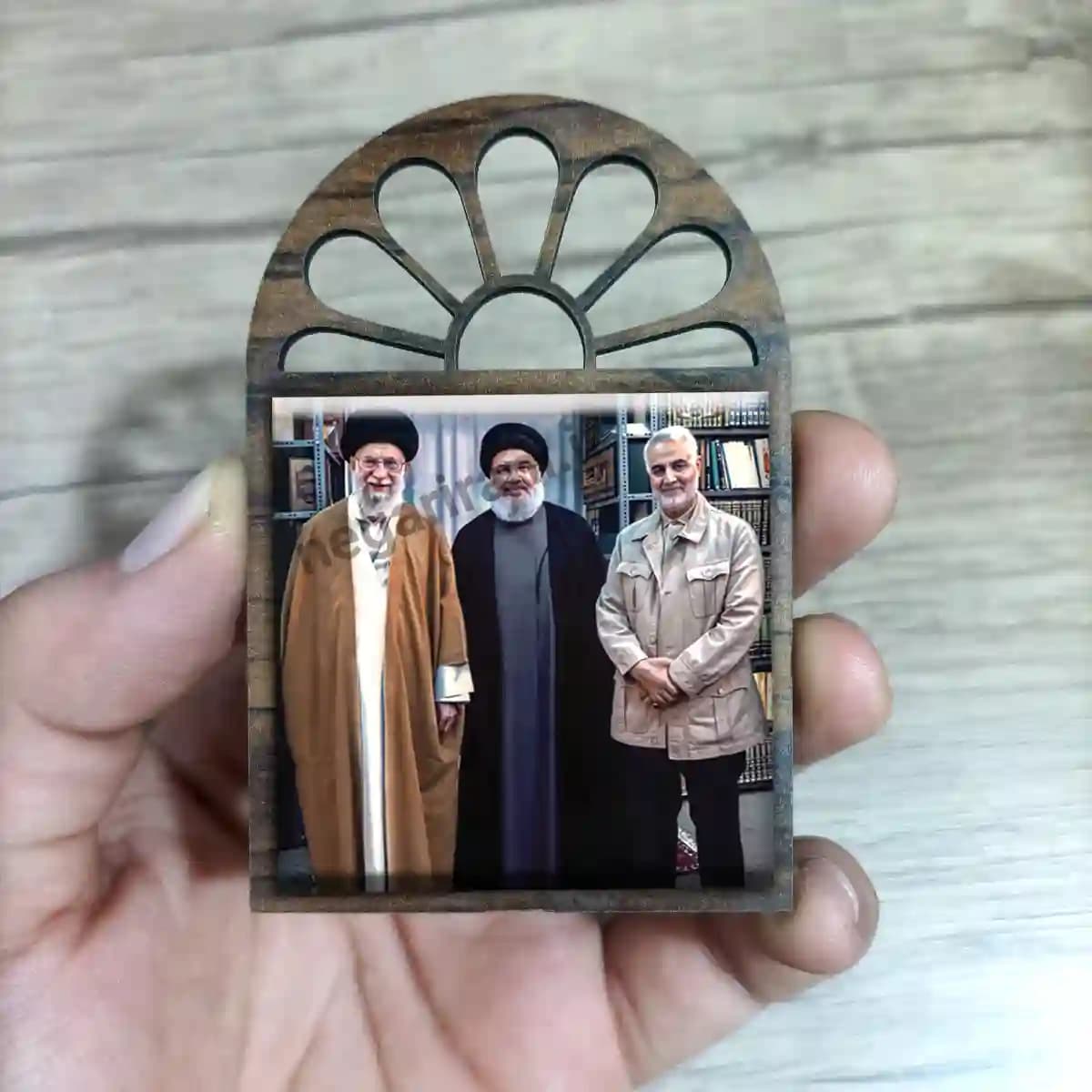 تندیس کاشی پنجره ای رهبر و حسن نصرالله و حاج قاسم مدل 2ZG23 — تصویر ۳