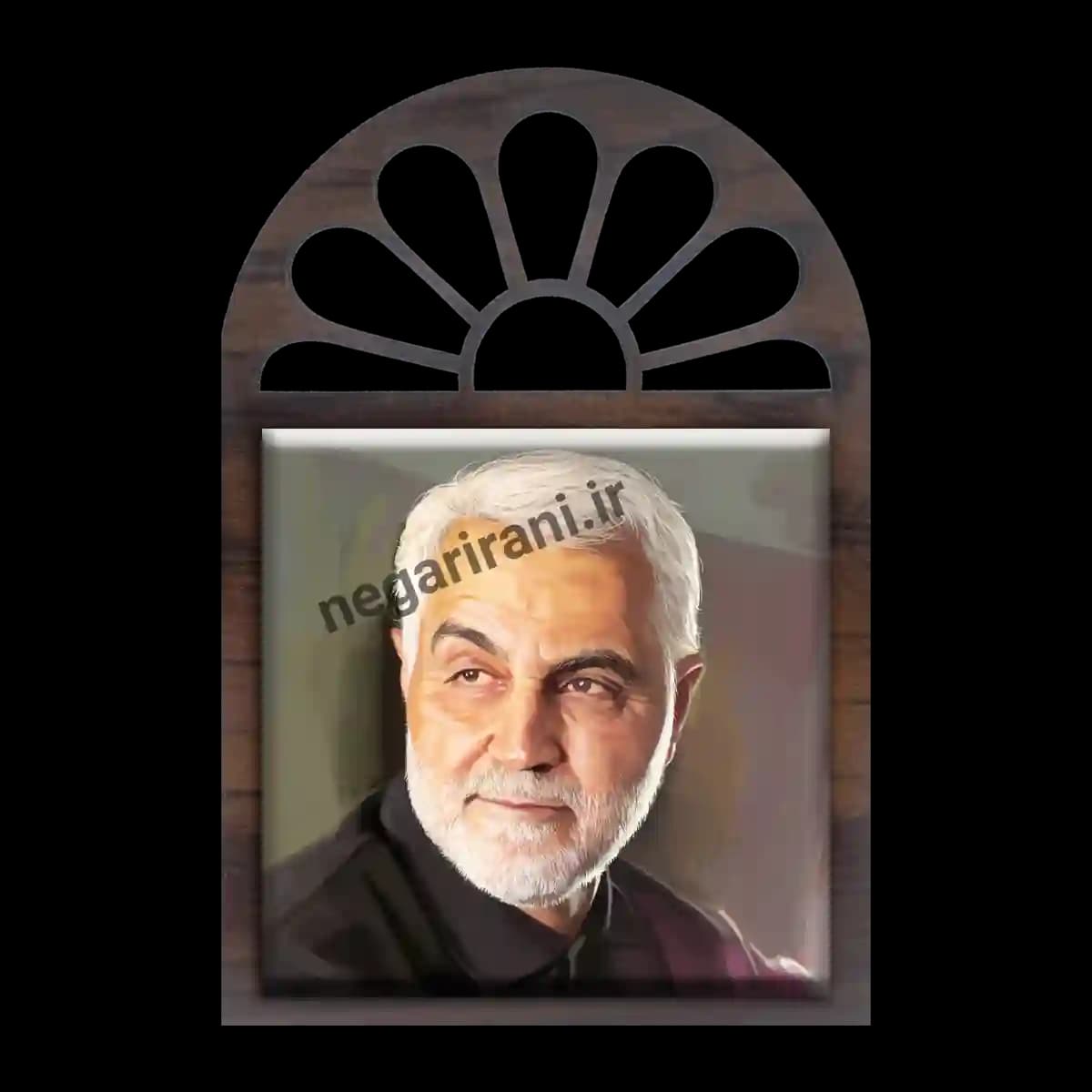 تندیس کاشی پنجره ای حاج قاسم سلیمانی مدل 2ZG11