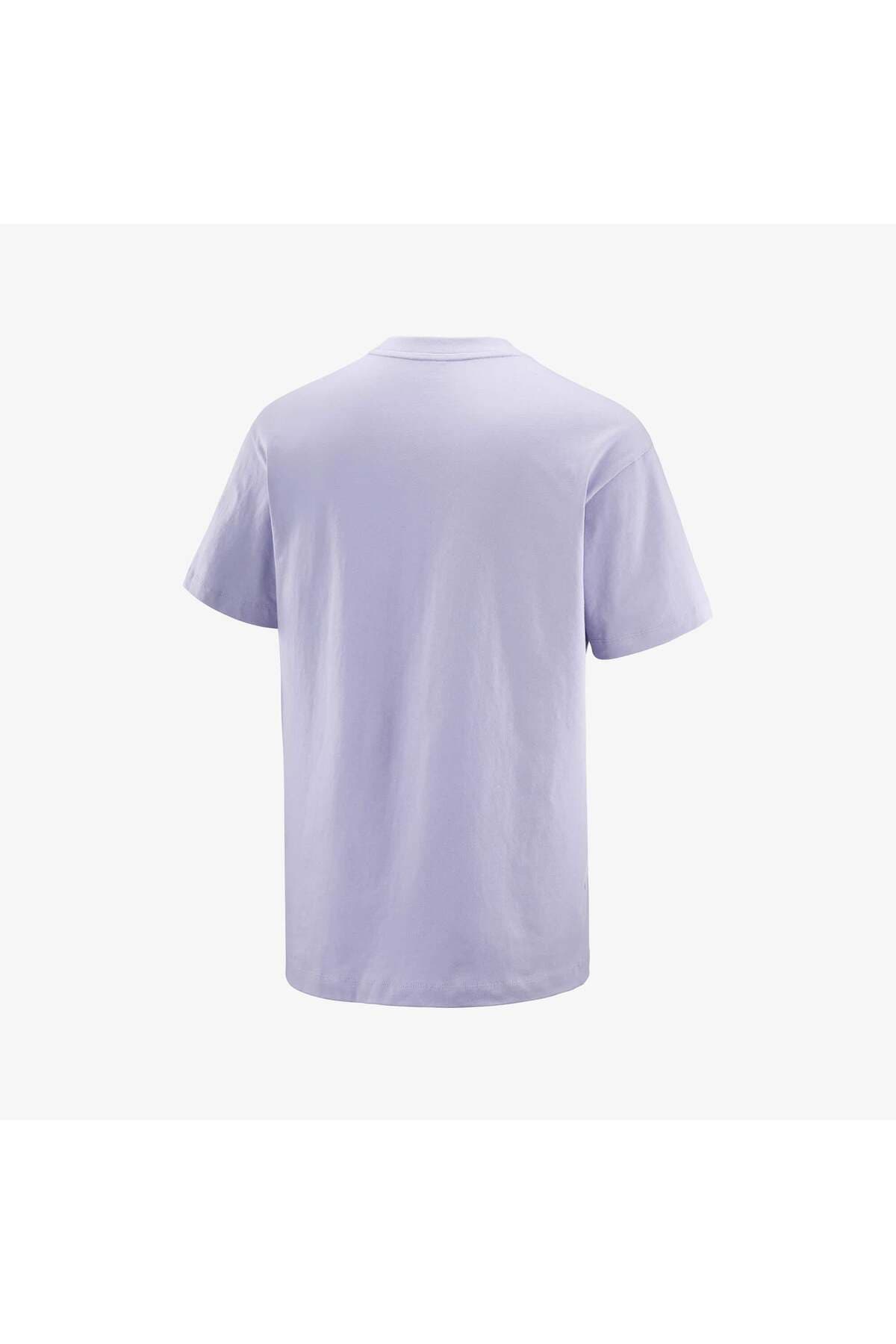 تی شرت ورزشی سالومون مردانه پلی استر بنفش راسته Relaxed/ریلکس کژوال/روزمره | Salomon LC2686800 TR — تصویر ۲