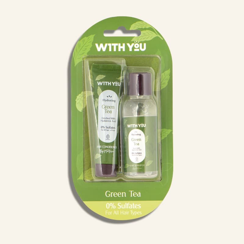 پک مسافرتی شامپو و نرمکننده ویت یو With You مدل Green Tea