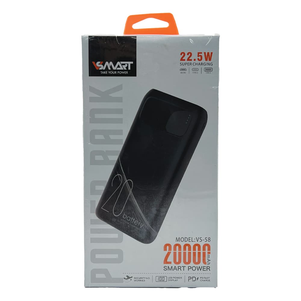 پاوربانک وی اسمارت 20000 MAH مدل 22.5W VS-58 اورجینال
