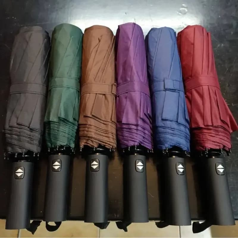 چتر اتوماتیک 10 فنر مقاوم طرح شیائومی فول اتوماتیک رنگبندی متنوع — تصویر ۹
