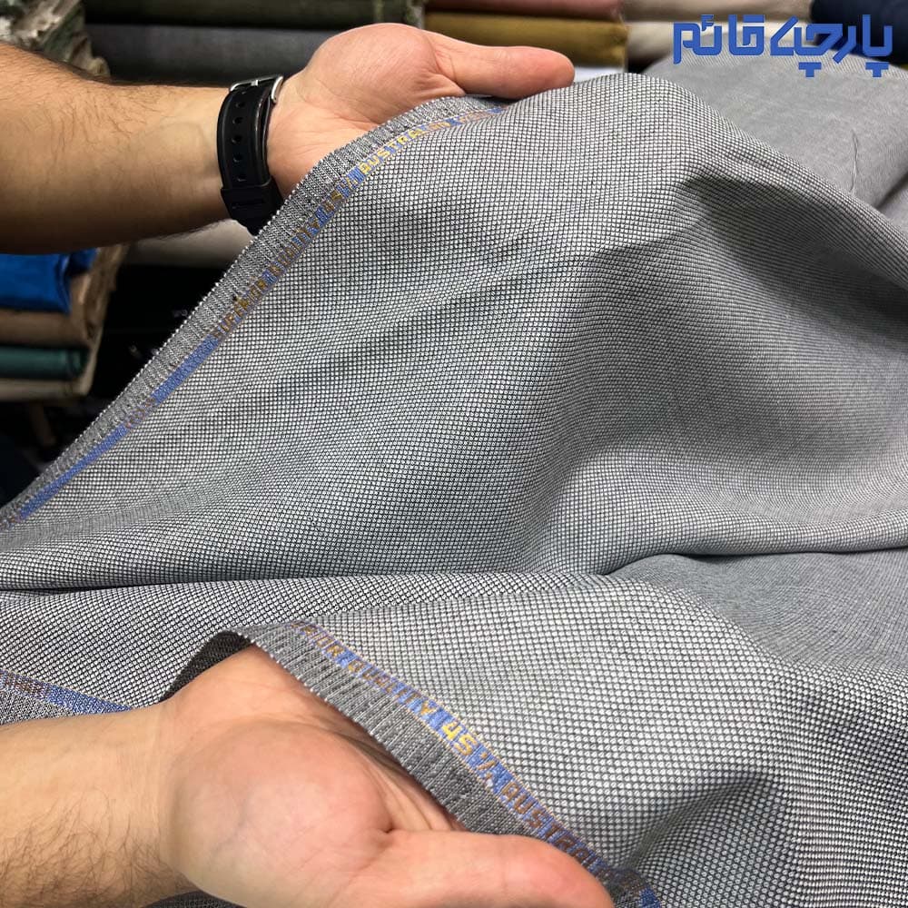 پارچه مردانه فاستونی مطهری خاویاری بافت طوسی روشن ۴۵/۵۵ پشم و ترویرا کد 3791