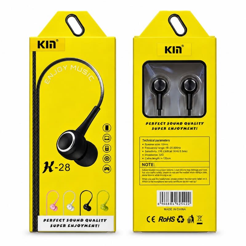 هندزفری با سیم AUX برند KIA اورجینال مدل K-28 مشکی کد 940881