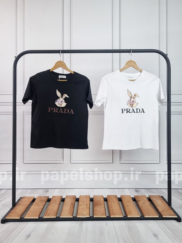 تیشرت کراپی یقه گرد طرح خرگوش