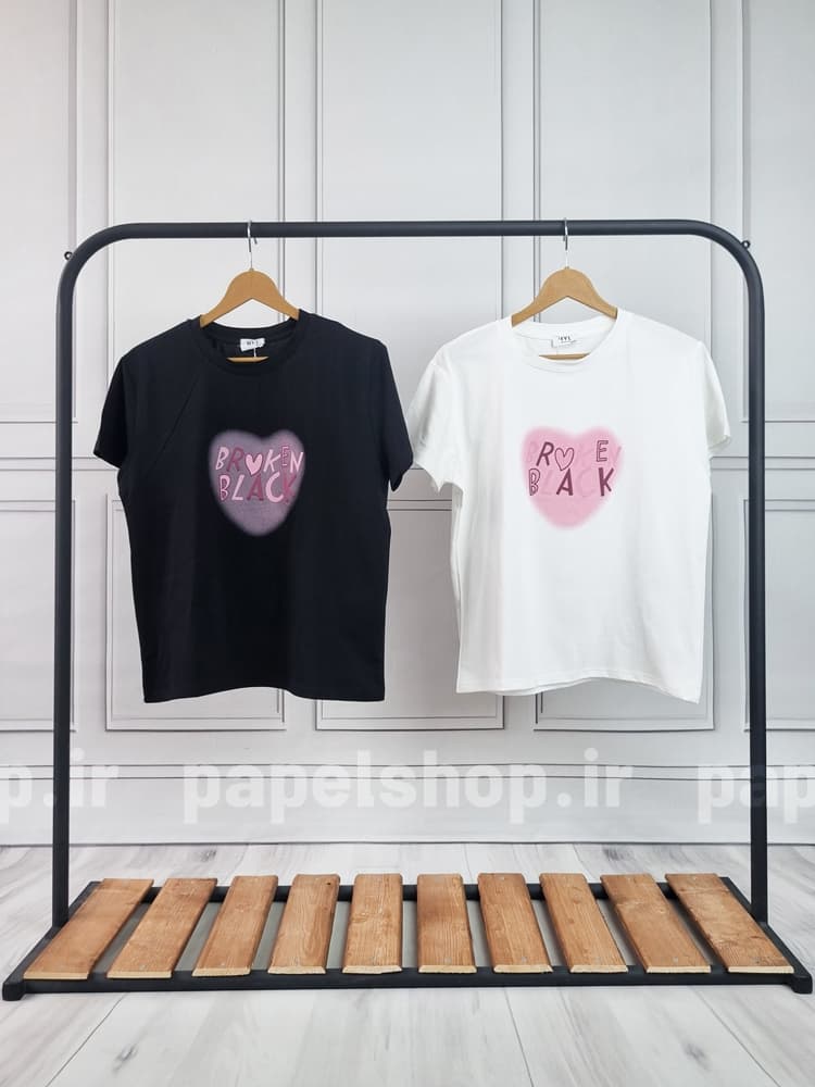 تیشرت کراپی یقه گرد طرح قلب