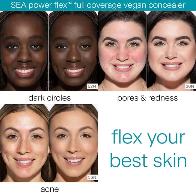 SEA Power Flex™ Full Coverage Vegan Concealer کانسیلر گیاهی با پوشش بالا SEA Power Flex™ تارت — تصویر ۹