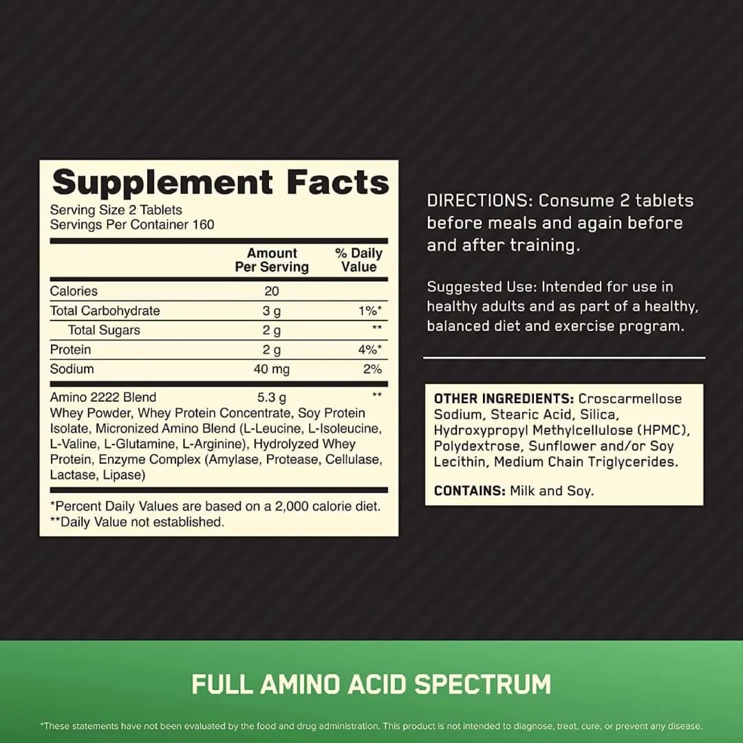 آمینو ۲۲۲۲ اپتیموم نوتریشن Optimum Nutrition Superior Amino 2222 — تصویر ۴