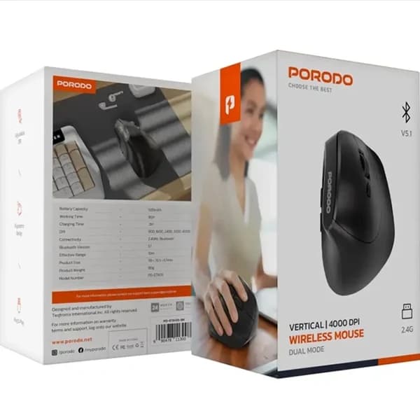 موس بی سیم پرودو Porodo Mouse PD-ETK05-BK — تصویر ۴