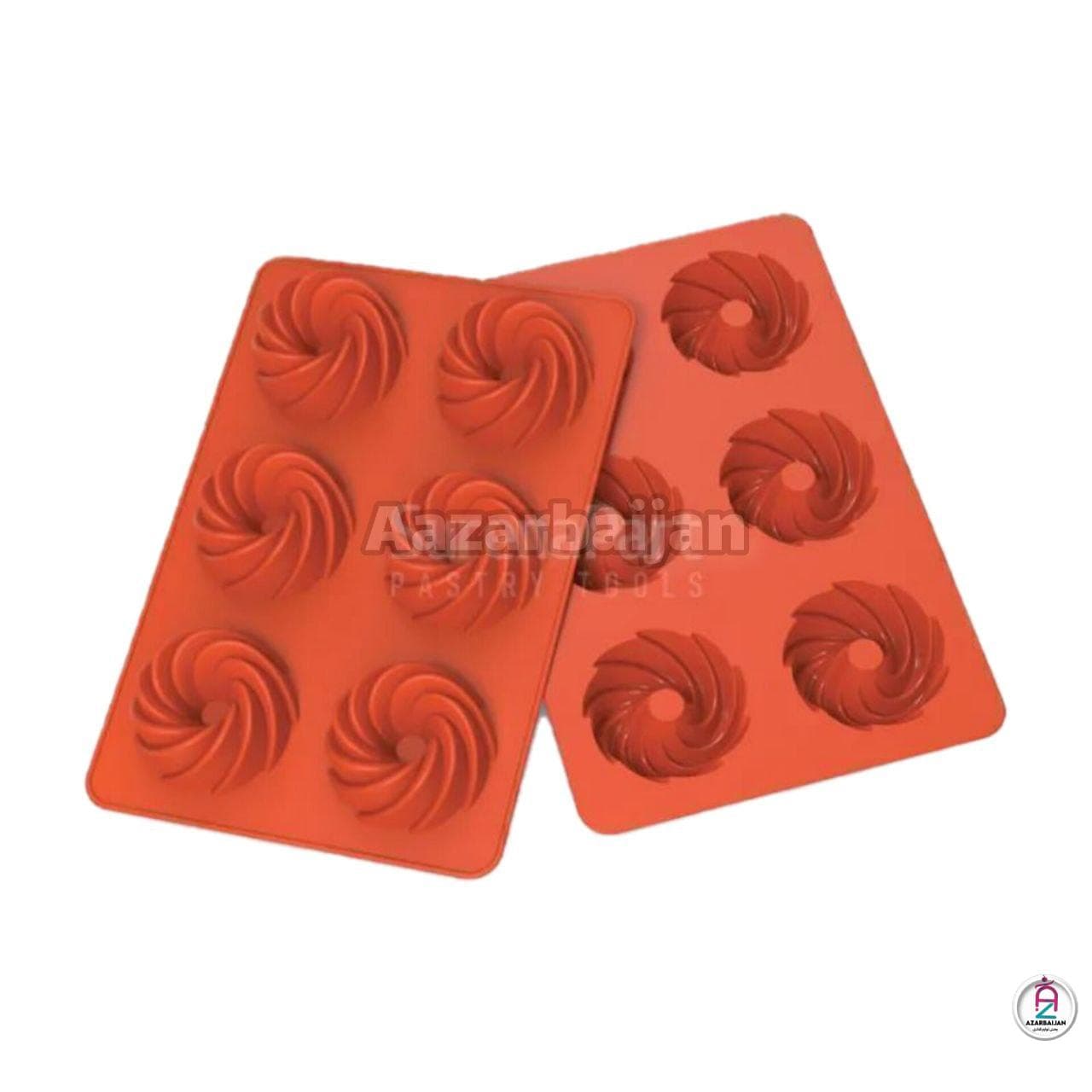 قالب سیلیکون پیچ شیفون دار 6 خانه