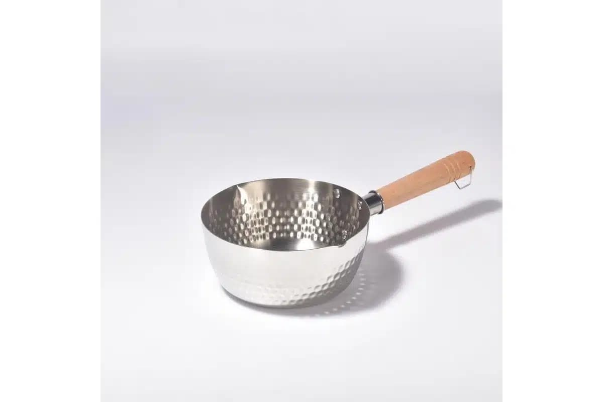 شیر جوش استیل مدرج دسته بامبو وارداتی کد CH-134-127 — تصویر ۵