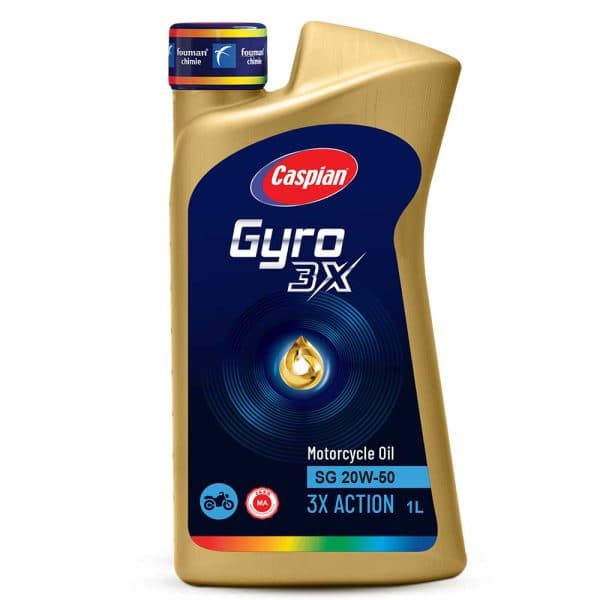 روغن موتور سیکلت کاسپین مدل Gyro 3X 20W50 حجم 1 لیتری