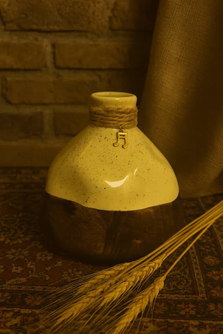 گلدان گرد خمره ای سرامیکی آبرنگ