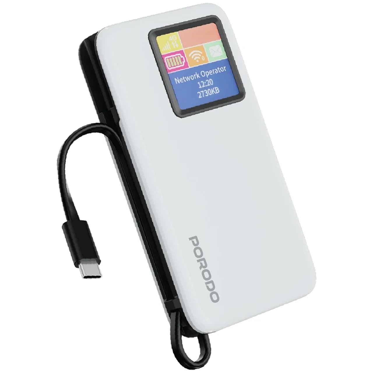 مودم همراه و پاوربانک PD و فست شارژ PORODO 4G/LTE 10000mAh 20W مدل PDPBFCH087WH – سفید (گارانتی یکساله شرکتی) — تصویر ۵
