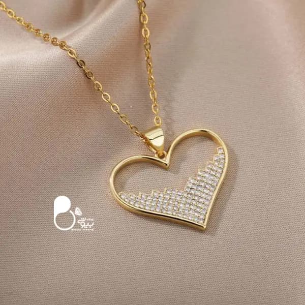 گردنبند قلب نگین دار اتریشی