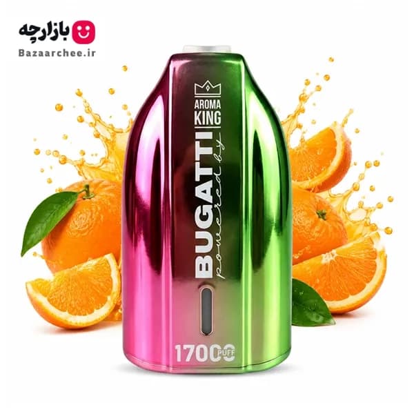 پاد یکبار مصرف نوشابه پرتقالی 17000 پاف آروما کینگ بوگاتی | AROMA KING BUGATTI 17000 ORANGE CRUSH — تصویر ۲