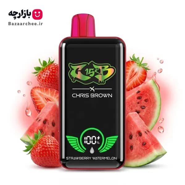 پاد یکبار مصرف توت فرنگی هندوانه 15000 پاف کریس براون | CHRIS BROWN STRAWBERRY WATERMELON — تصویر ۲