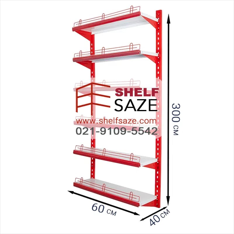 قفسه دیواری سوپری 6 طبقه سایز 60*40 ارتفاع 300 سانتیمتر — تصویر ۲