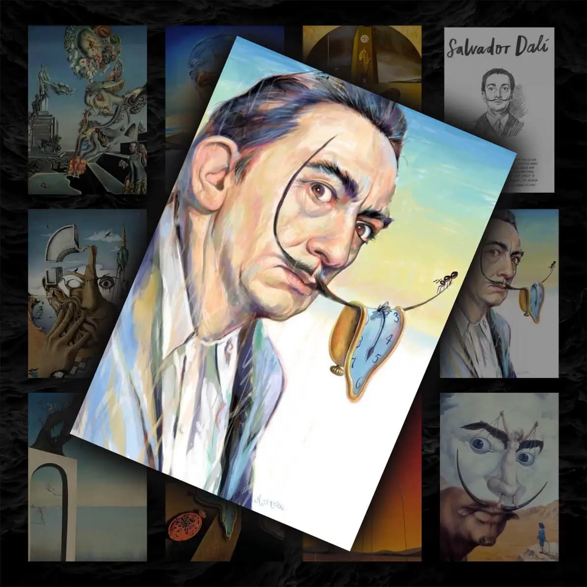 پک پوستر 12 عددی مجموعه آثار و نقاشی های سالوادور دالی | Salvador Dali