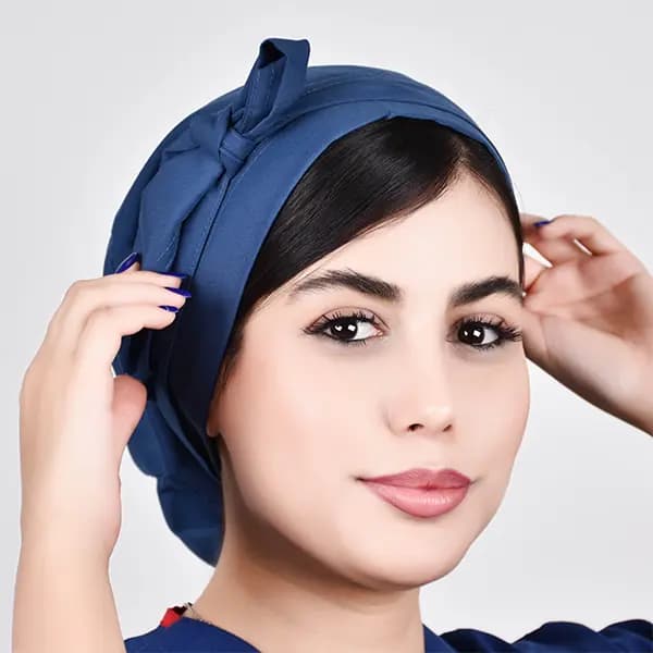 کلاه حجاب ساده آبی نفتی