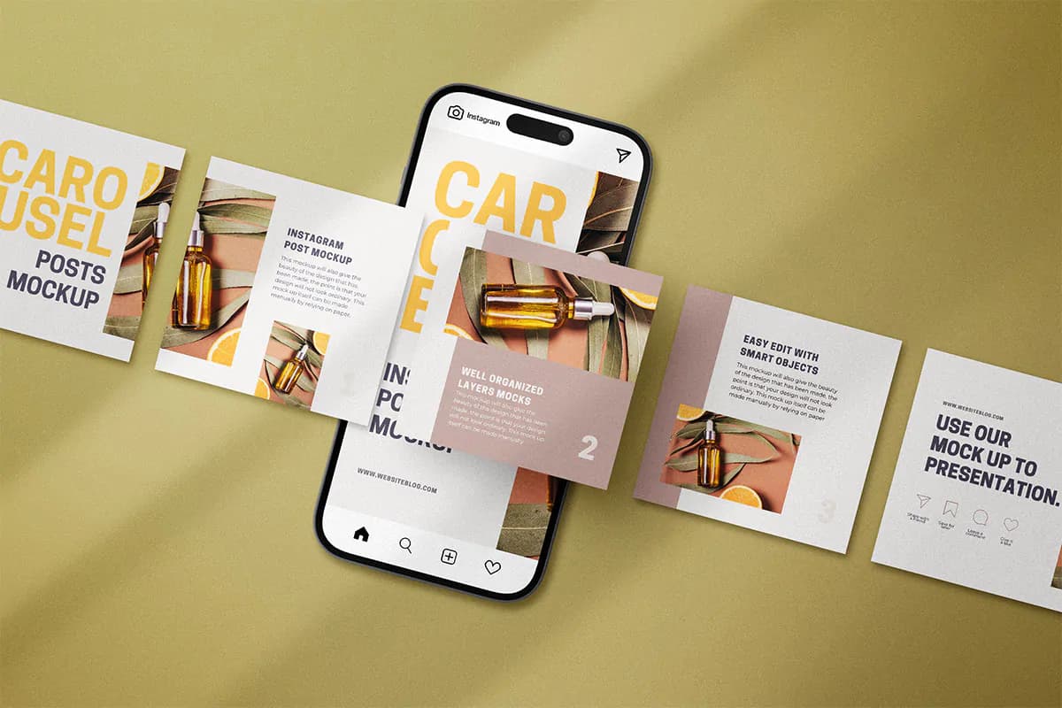 موکاپ پست چند اسلایدی اینستاگرام Carousel