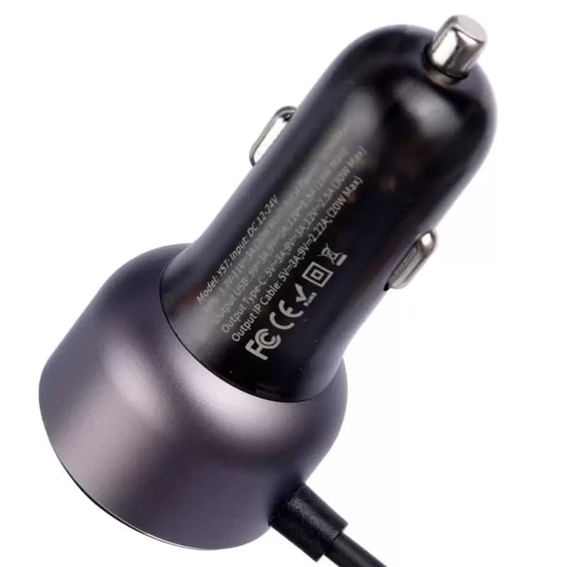 شارژر فندکی فست شارژ یسیدو مدل Y57 3A QC3.0 PD 30W — تصویر ۳