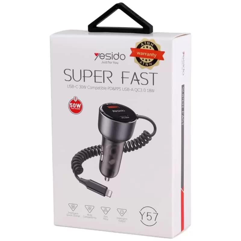 شارژر فندکی فست شارژ یسیدو مدل Y57 3A QC3.0 PD 30W — تصویر ۷