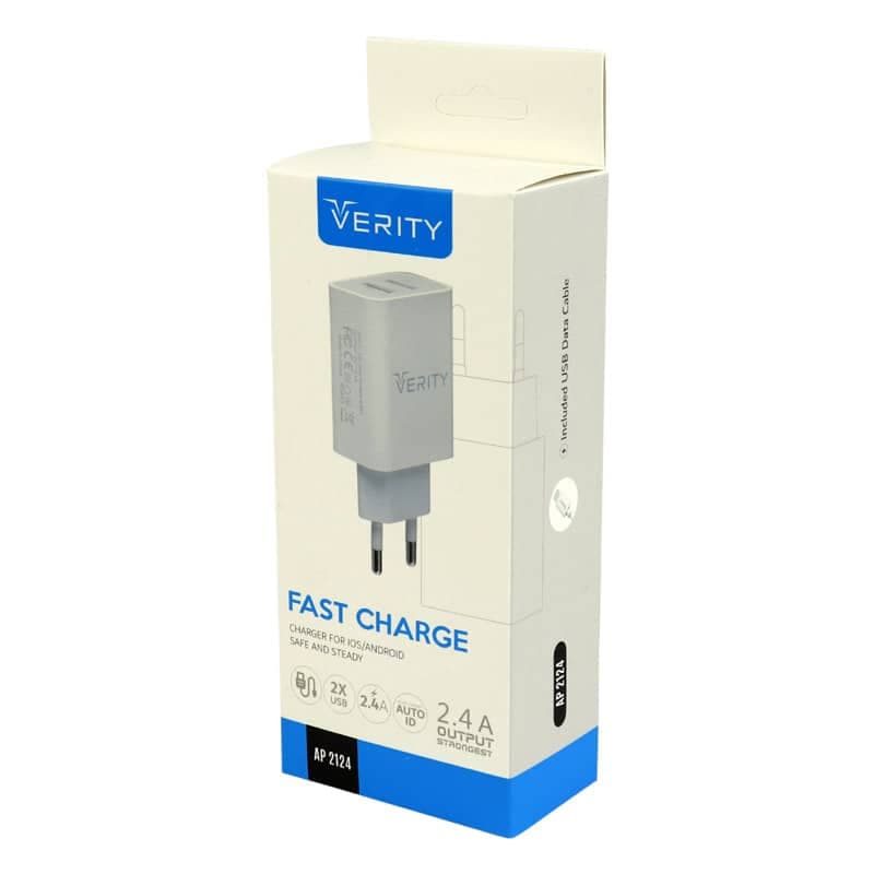شارژر دیواری وریتی مدل AP-2124 به همراه کابل تبدیل microUSB — تصویر ۸