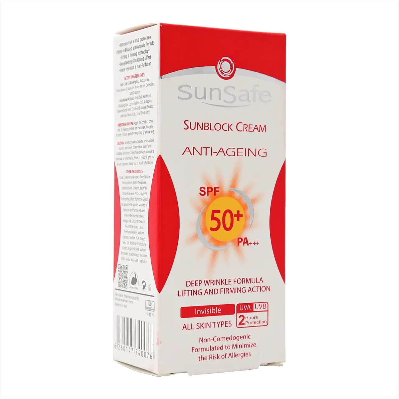 کرم ضد آفتاب ضد چروک بدون رنگ سان سیف spf50+
