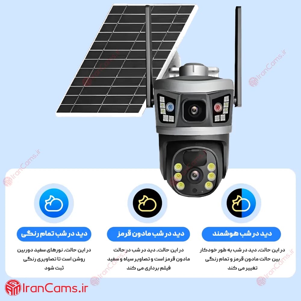 دوربین سیم کارتی خورشیدی 6 مگاپیکسل 2 لنز V380 PRO مدل VSC99-4G — تصویر ۹