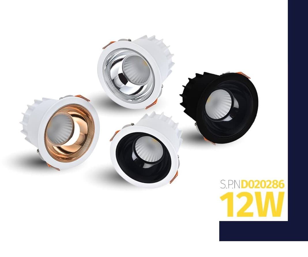 چراغ سقفی توکار COB کاپ خور مدل SPN D020286/12W کد6131 — تصویر ۷