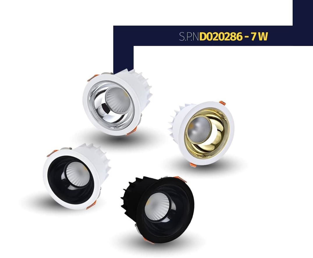 چراغ سقفی توکار COB کاپ خور مدل SPN D020286/7W کد6132 — تصویر ۶