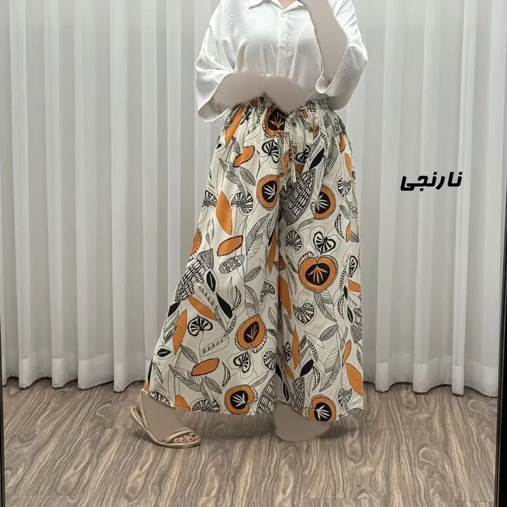 دامن شلواری لنین زنانه فری سایز مناسب تا سایز 50 کد P1793 — تصویر ۶
