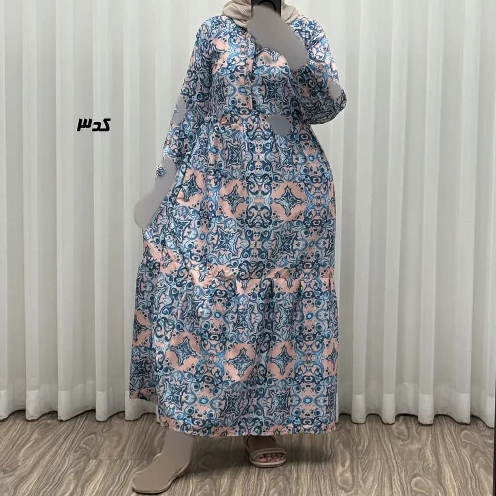 پیراهن زنانه فلور بوگاتی مدل لوزی فری سایز مناسب تا 44 با کمربند — تصویر ۷