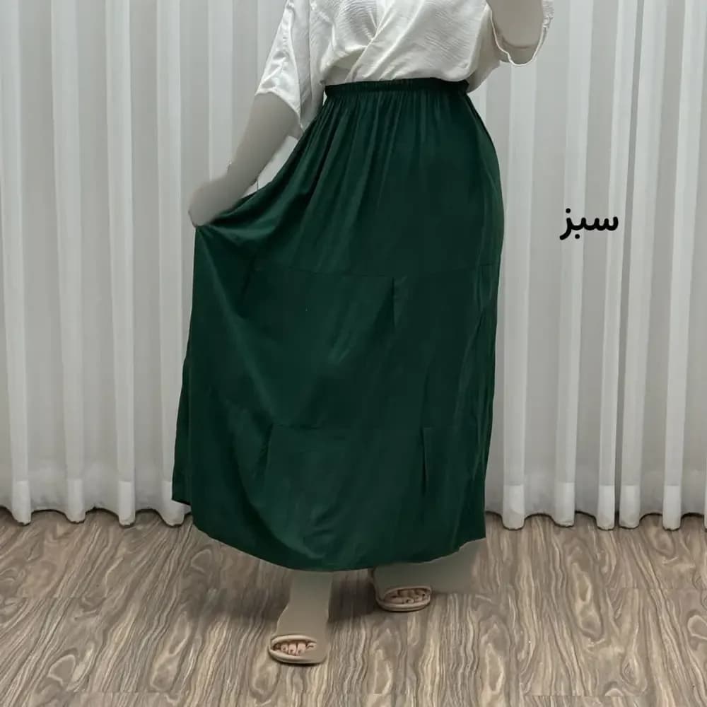 دامن نخی طبقهای ساده فری سایز زنانه تا سایز 50 تنخور شیک و راحت مناسب چهارفصل — تصویر ۱۰