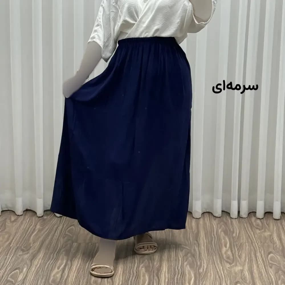 دامن نخی طبقهای ساده فری سایز زنانه تا سایز 50 تنخور شیک و راحت مناسب چهارفصل — تصویر ۹