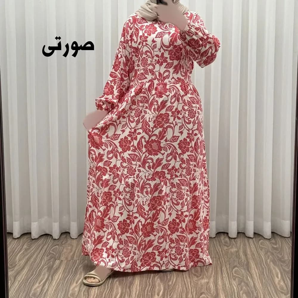 پیراهن فلور بوگاتی مدل ایوبی فری سایز زنانه تا سایز 46 چهارفصل شیک و راحت با کمربند سایه نمیاندازد — تصویر ۹