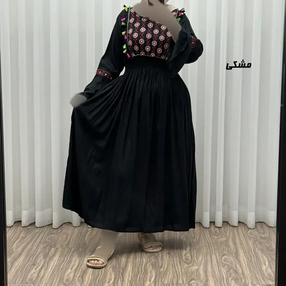 پیراهن نخی گلدوزی زنانه و دخترانه مدل جانان فری سایز مناسب تا 48 — تصویر ۷